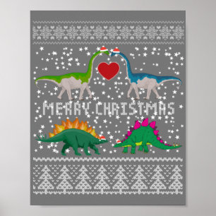 Dinosaur Ugly Christmas Sweater Funny Xmas Geschen Poster