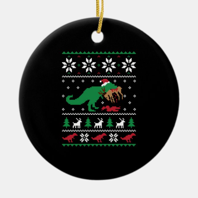 Dinosaur Ugly Weihnachtsfest Keramik Ornament (Vorne)