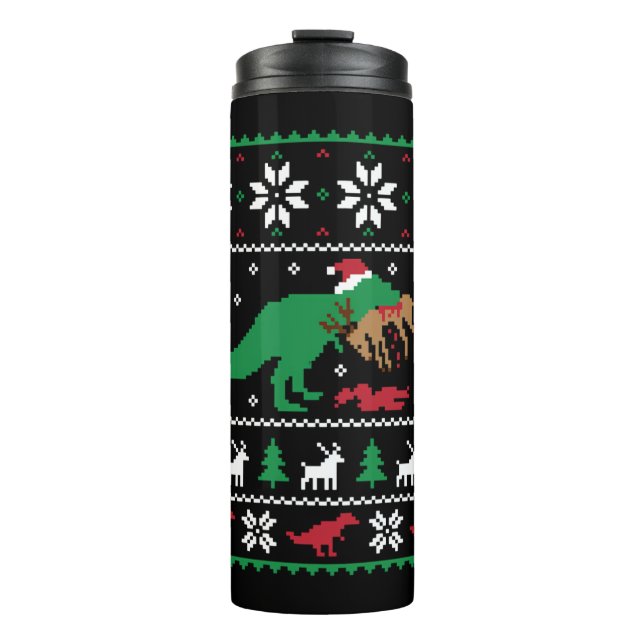 Dinosaur Ugly Weihnachtsfest Thermosbecher (Vorderseite)