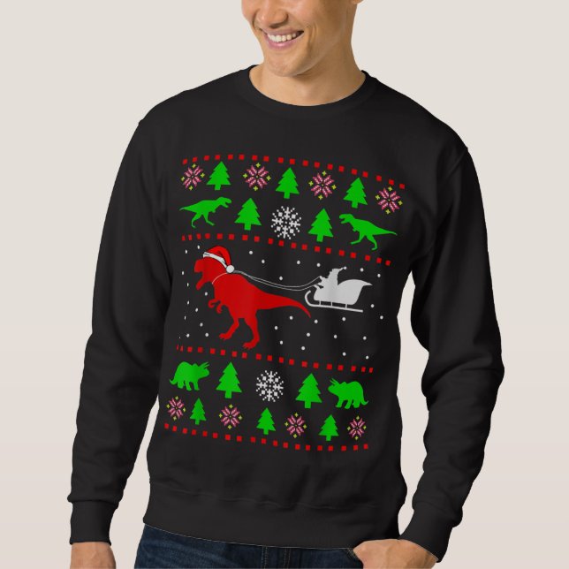 Dinosaur Ugly Weihnachtskraut Kleinkind Kinder Jun Sweatshirt (Vorderseite)