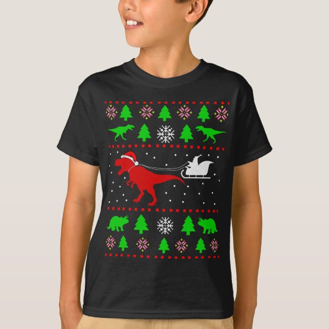 Dinosaur Ugly Weihnachtssüßer für Erwachsene T-Shirt (Vorderseite)