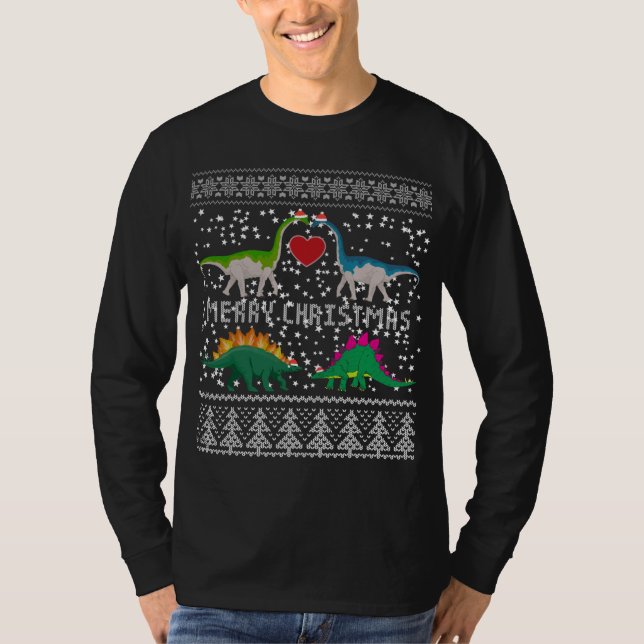 Dinosaur Ugly Weihnachtssüßer Weihnachtsfest T-Shirt (Vorderseite)