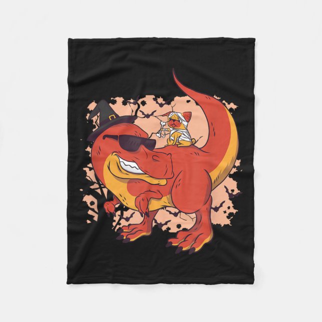 Dinosaur und Hund - Lustiges Halloween Fleecedecke (Vorderseite)