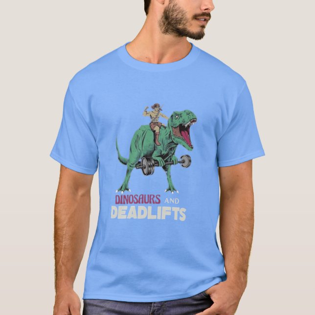 Dinosaur und Mädchen mit Langhantel T-Shirt (Vorderseite)