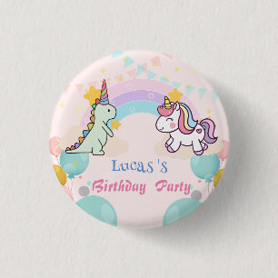 Dinosaur Unicorn Regenbogengradientengeburt Geburt Button