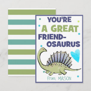 Dinosaur Valentine Card für Kinder Freund-Osaurus Mitteilungskarte