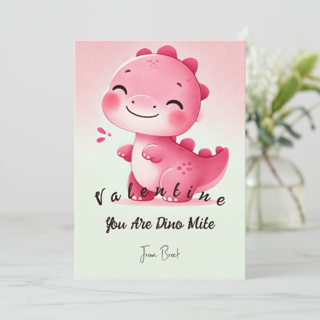 Dinosaur Valentine Cards Feiertagskarte (Stehend Vorderseite)
