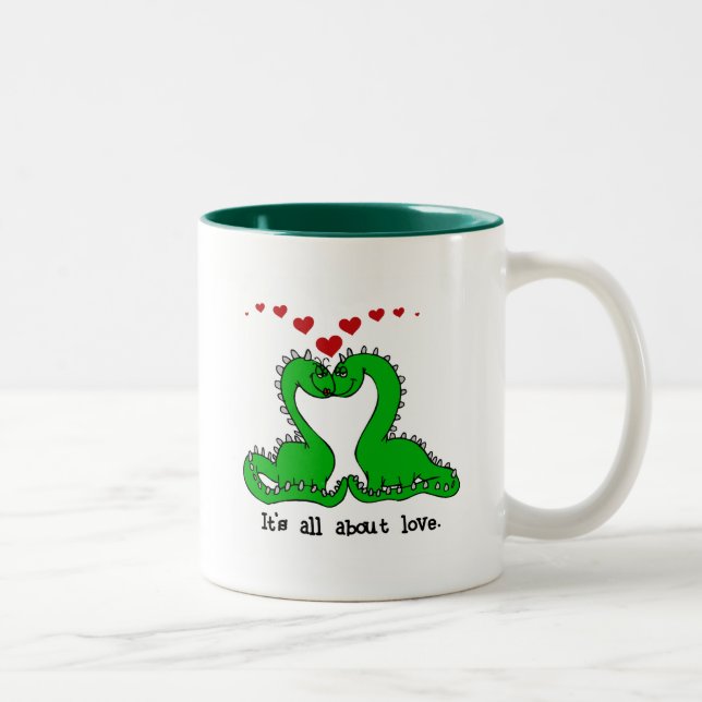 Dinosaur Valentine Liebe Tshirts und Geschenke Zweifarbige Tasse (Rechts)