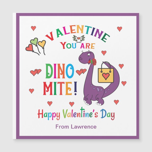 Dinosaur Valentine Sie sind Dino-mite-Klassenzimme Magnetkarte (Vorderseite)