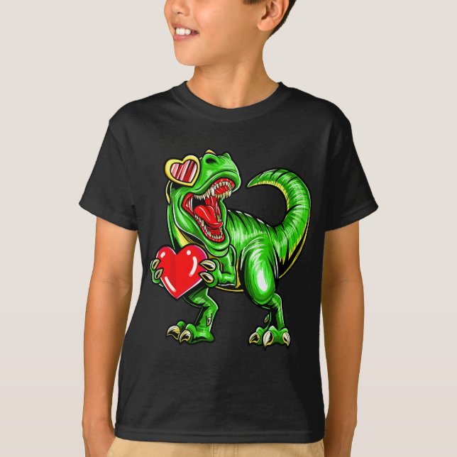 Dinosaur valentine trex Valentinstag Mütter Tag T-Shirt (Vorderseite)
