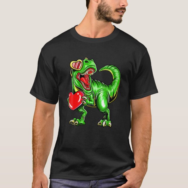 Dinosaur Valentine Trex Valentinstag T-Shirt (Vorderseite)