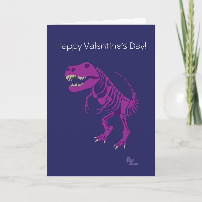 Dinosaur Valentine's Day Card Feiertagskarte (Vorderseite)