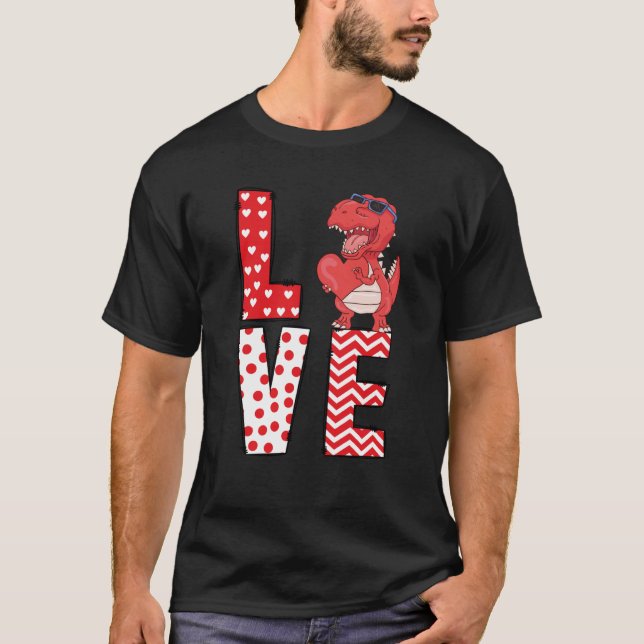 Dinosaur Valentines Day Love Valentine Cute Hearts T-Shirt (Vorderseite)