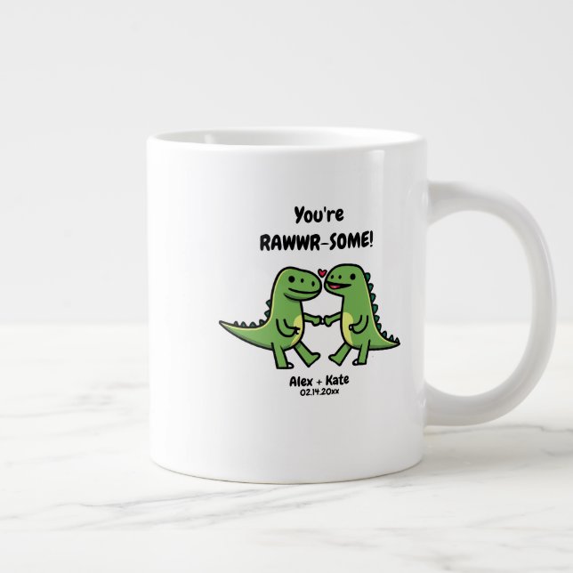 Dinosaur Valentines Jumbo-Tasse (Rechts)