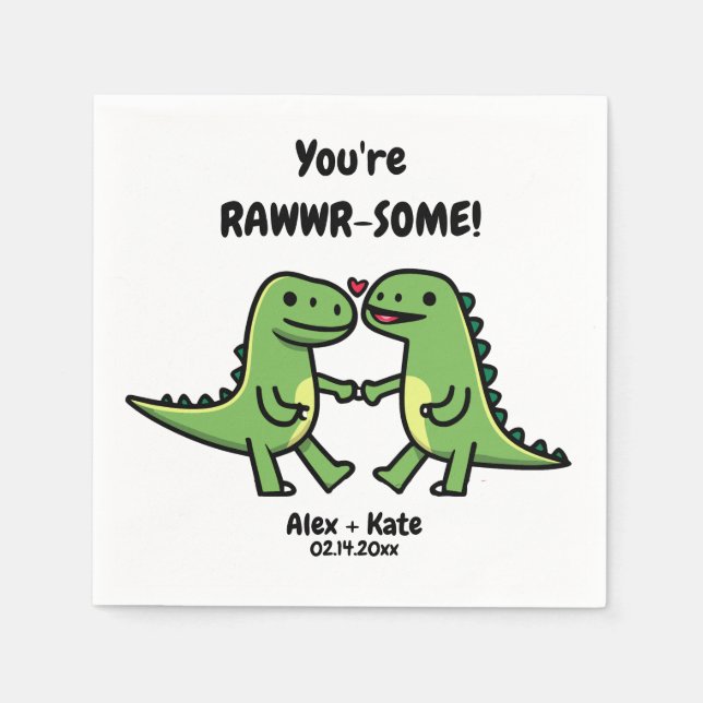 Dinosaur Valentines Serviette (Vorderseite)