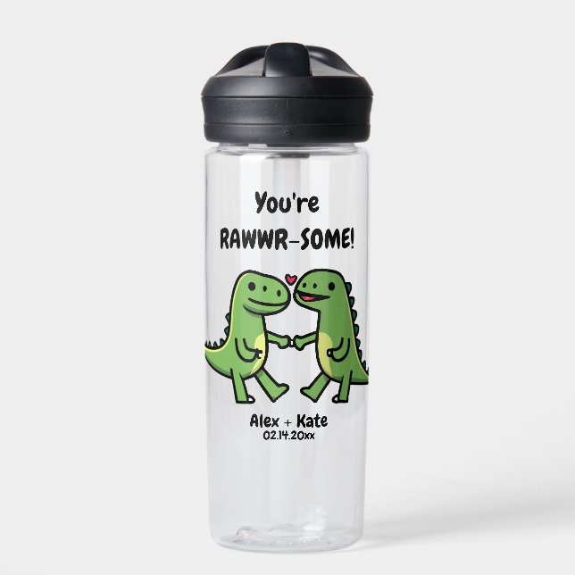 Dinosaur Valentines Trinkflasche (Vorderseite)