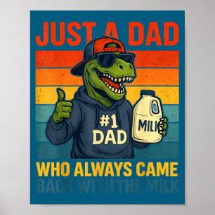 Dinosaur-Vater Retro-Milch-Witz Lustiger Vatertag Poster