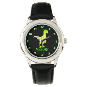 Dinosaur Velociraptor Green Silhouette Watch Armbanduhr