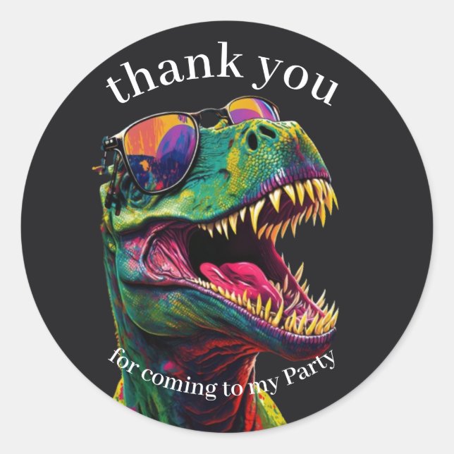 Dinosaur Vielen Dank Kinder Classic Round Sticker (Vorderseite)