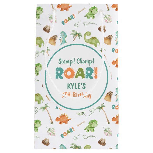 Dinosaur Watercolor Geschenktasche Kleine Geschenktüte (Vorderseite)