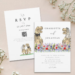 Dinosaur Wedding Boho Wildblume QR Code Einladung