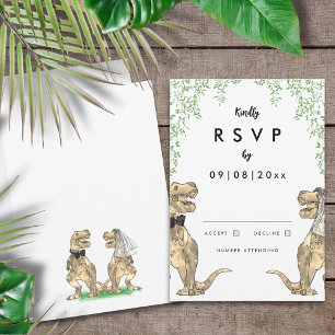 Dinosaur Wedding Reply RSVP Karte