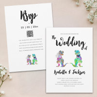 Dinosaur Wedding T-Rex Bride und Einladung zu Gräu