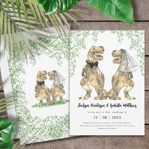 Dinosaur Wedding T-Rex Bride und Groom Einladung