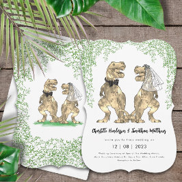 Dinosaur Wedding T-Rex Bride und Groom Einladung