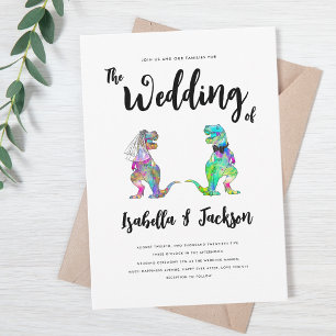 Dinosaur Wedding T-Rex Bride und Groom Einladung