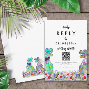 Dinosaur Wedding Website Antwort QR Code RSVP Kart