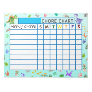 Dinosaur Weekly Chore Chart Custom Notepad Notizblock