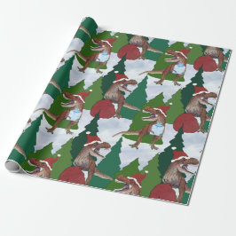 Dinosaur-Weihnachten T-Rex Weihnachtsmann Geschenkpapier