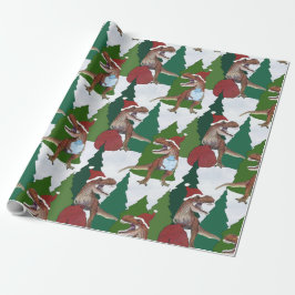 Dinosaur-Weihnachten T-Rex Weihnachtsmann Geschenkpapier