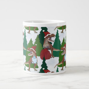 Dinosaur-Weihnachten T-Rex Weihnachtsmann Jumbo-Tasse
