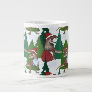 Dinosaur-Weihnachten T-Rex Weihnachtsmann Jumbo-Tasse