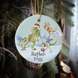 Dinosaur Weihnachten Tyrannosaurier Raptor Keramik Ornament