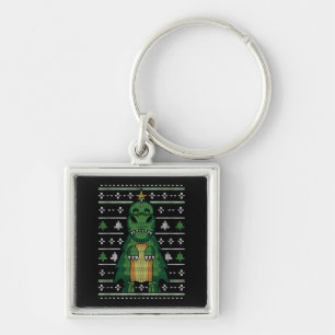 Dinosaur Weihnachtsbaum hässlicher Pullover Schlüsselanhänger