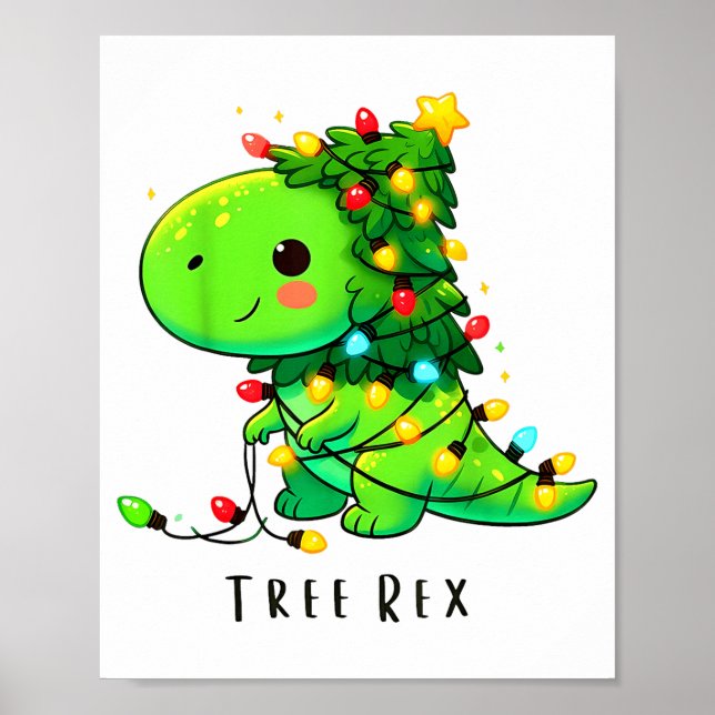 Dinosaur Weihnachtsbaum Rex Schlafanzug Männer Jun Poster (Vorne)