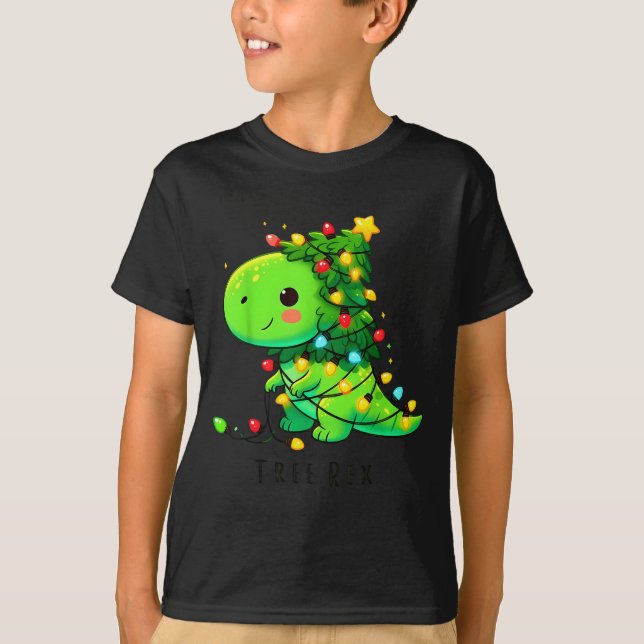 Dinosaur-Weihnachtsbaum Rex Schlafanzug Männer Jun T-Shirt (Vorderseite)