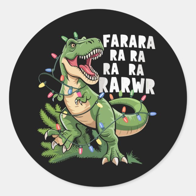 Dinosaur Weihnachtsbaum Rex Weihnachtsgeschenke Runder Aufkleber (Vorderseite)