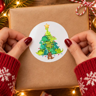 Dinosaur-Weihnachtsbaumlichter T Rex Kinder Xmas Runder Aufkleber