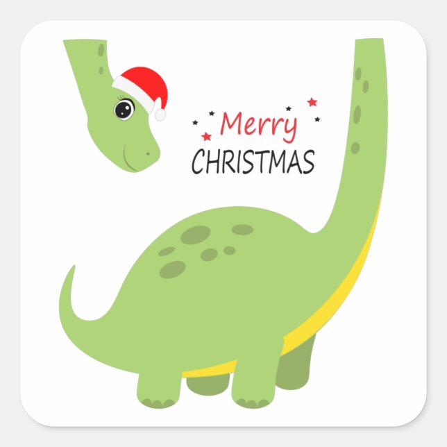 Dinosaur Weihnachtsgeschenk, Familiendekoration Quadratischer Aufkleber (Vorderseite)