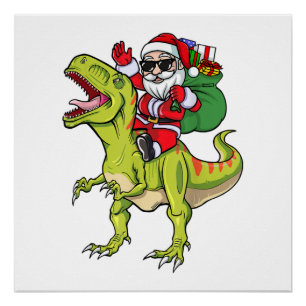 Dinosaur Weihnachtsmann-Claus Shirt T-Rex Boys Ki Poster