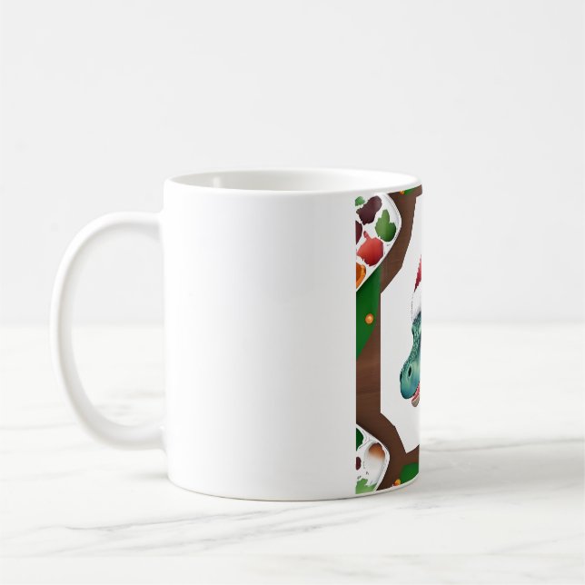Dinosaur Weihnachtsmann Hut Kunst  Kaffeetasse (Links)