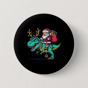 Dinosaur Weihnachtsmann Reitet T Rex Weihnachten R Button
