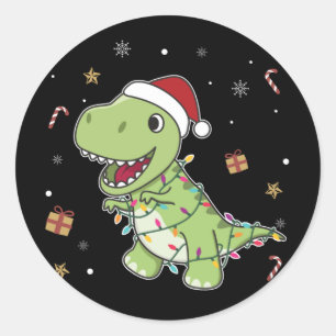 Dinosaur Weihnachtsschnee Winter T-Rex Dino Classi Runder Aufkleber