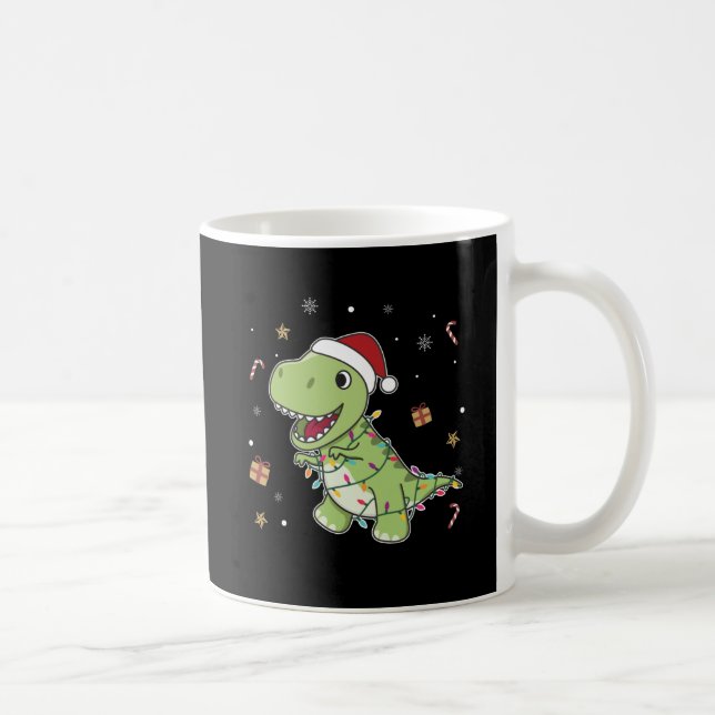 Dinosaur Weihnachtsschnee Winter T-Rex Dino Kaffee Kaffeetasse (Rechts)
