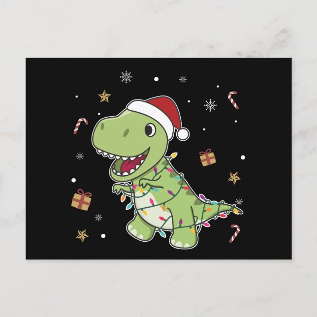 Dinosaur Weihnachtsschnee Winter T-Rex Dino Postka Postkarte (Vorderseite)