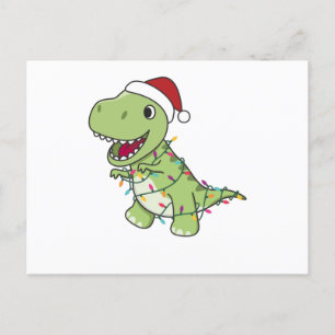 Dinosaur Weihnachtsschnee Winter T-Rex Dino Postkarte